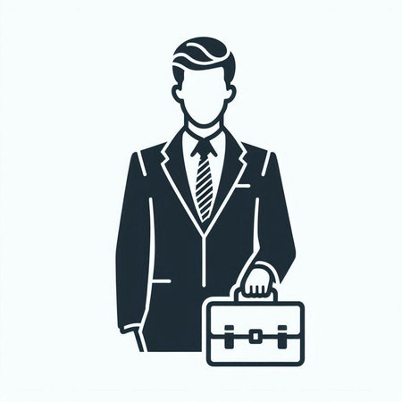 Businessman with briefcase icon, vector illustration. Flat design styleの写真素材
