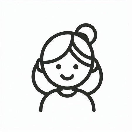 smiling little girl doodle on white background, vector illustration