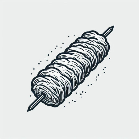 Hand drawn sketch of a skewer with thread. Vector illustration.の写真素材