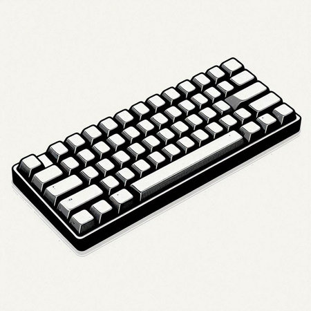 Computer keyboard on a white background. 3D rendered Illustration.