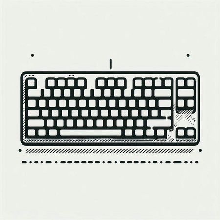 Keyboard icon in vintage style. Vector illustration. Eps 10.