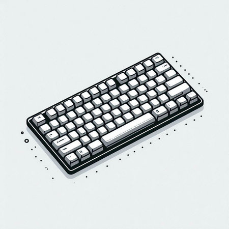 Computer keyboard on white background. Isometric view. Vector illustration.