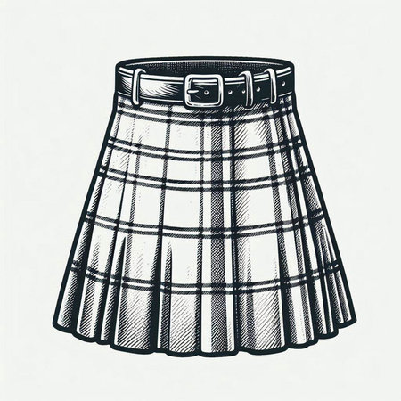 Skirt sketch. Sketched scottish tartan.