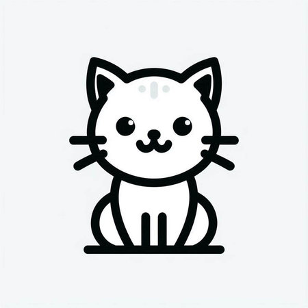 Cute cat icon. Cute cartoon kawaii character. Vector illustration.の写真素材