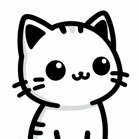 Cute cartoon cat on a white background. Vector illustration for your designの写真素材
