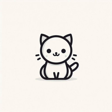 Cute cartoon cat isolated on a white background. Vector illustration.の写真素材