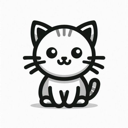Cute cartoon cat isolated on a white background. Vector illustration.の写真素材