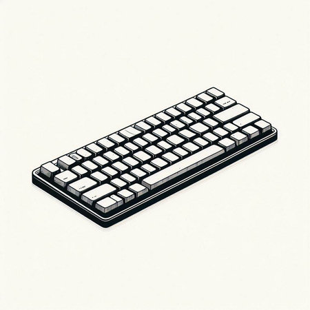 Computer keyboard on a white background. Vector illustration in retro style.