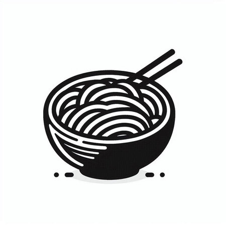 Noodles in a bowl on a white background. Vector illustration.