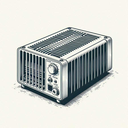 Vintage radio on a white background. Vector illustration. Eps 10