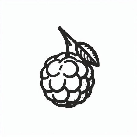 Raspberry icon. Black and white raspberries. Vector illustration.