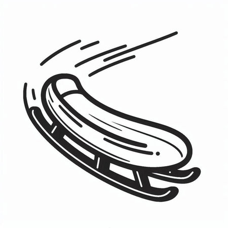Sled icon isolated on white background. Black and white illustration.