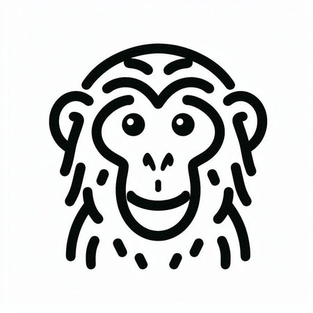 Monkey head isolated on white background. Vector hand drawn illustration.