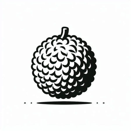 Lychee fruit icon in doodle style on white background