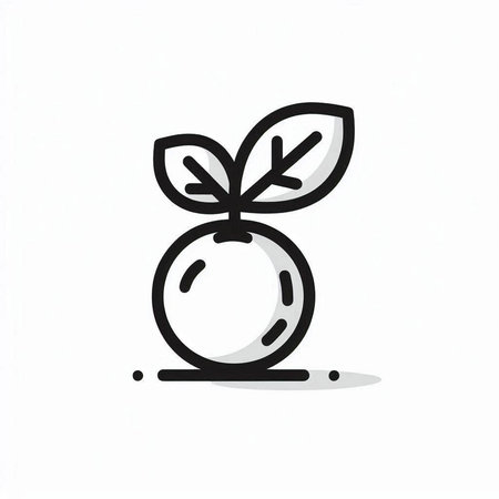 Cherry icon in doodle style isolated on white background.の写真素材