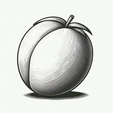 Plum hand drawn engraving illustration. Isolated on white background.の写真素材