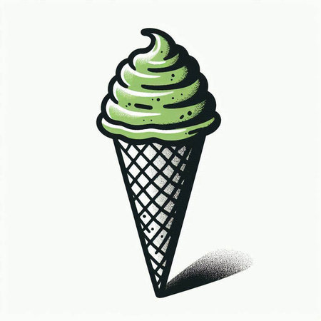 Ice cream in a waffle cone. Hand drawn vector illustration.の写真素材