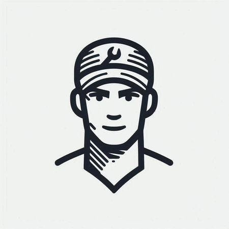 Man with a bandage on his head. Vector illustration in outline style.