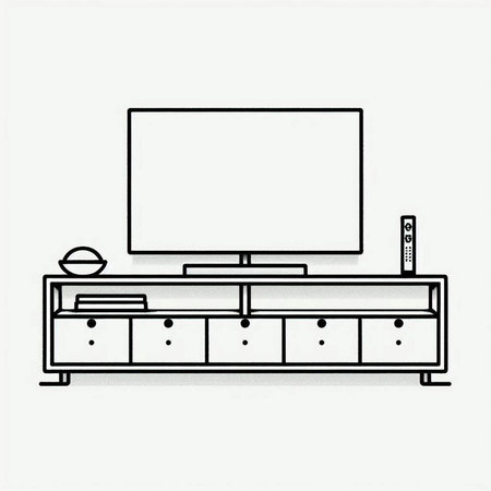 TV on the chest of drawers in the room, vector illustrationの写真素材