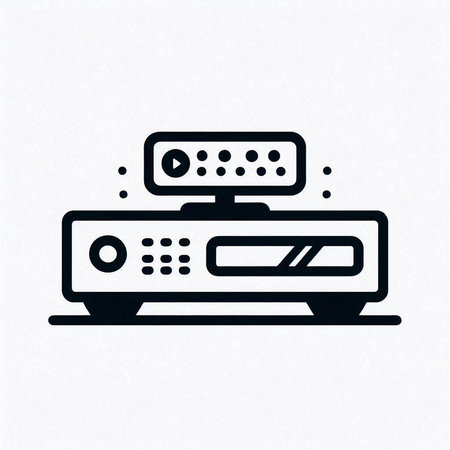 Music player icon. Vector illustration in black and white colors on a light background