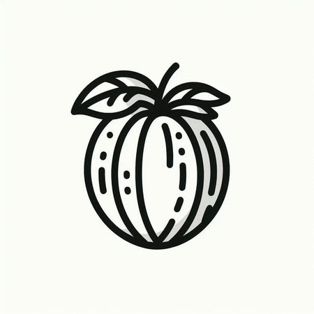 peach icon, hand drawn illustration, vector on white background.の写真素材