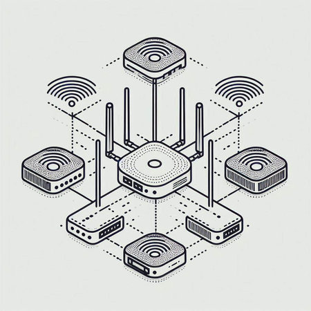 Wireless router isometric vector illustration. 3d isometric connection concept.