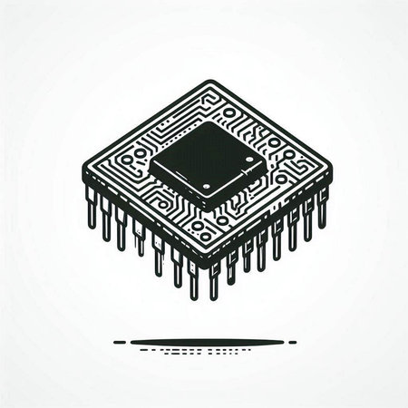 Microchip isolated on white background. Vector illustration. Eps 10.