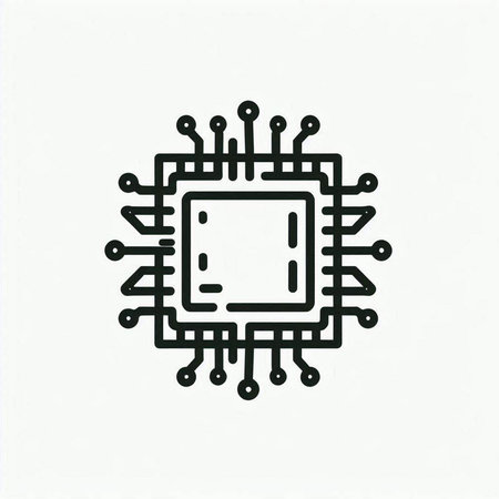Circuit board vector icon. Computer microchip illustration. Technology symbol.