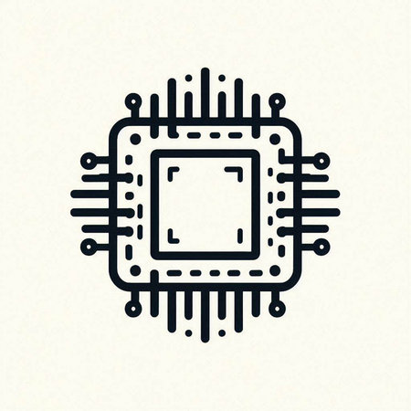 Circuit board vector icon. Technology illustration. Computer microchip.