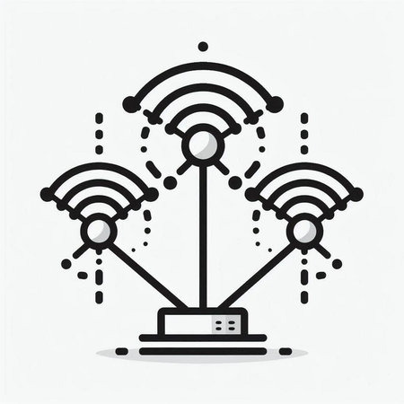 Wireless router icon in line style. Vector illustration on white background.
