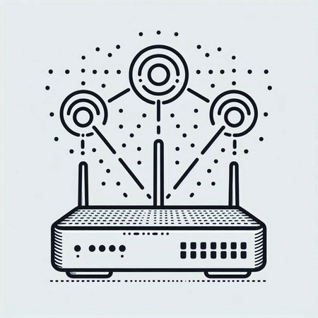 Wireless router. Internet connection. Vector illustration in linear style.