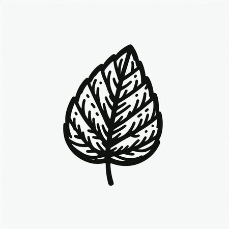Leaf icon in doodle style. Hand drawn vector illustration.