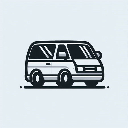 Vector illustration of a van on a light blue background. Suitable for use on web apps, mobile apps...