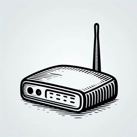 Wireless router icon, vector illustration in black and white colors.