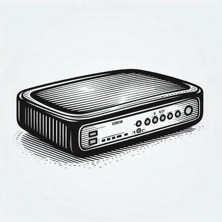 Wireless router isolated on white background. Vector illustration in retro style.