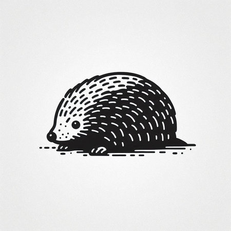 Hedgehog hand drawn sketch on white background. Vector illustration.の写真素材