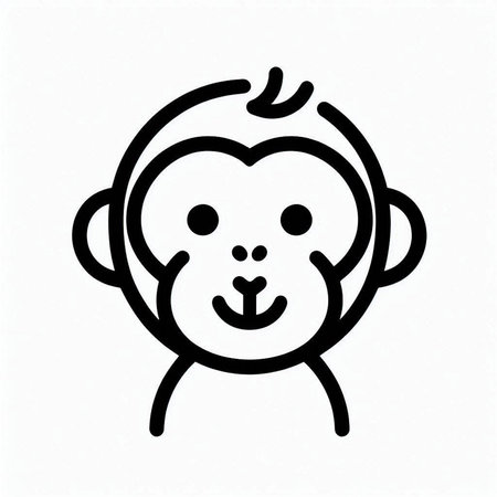 Monkey icon on white background. Vector illustration in outline style.