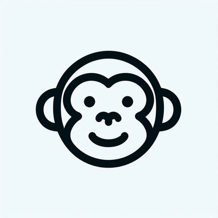 Monkey icon. Vector illustration. Isolated on light blue background.