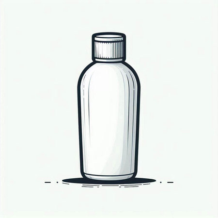 Illustration of a white plastic bottle on a white background. Vector illustration
