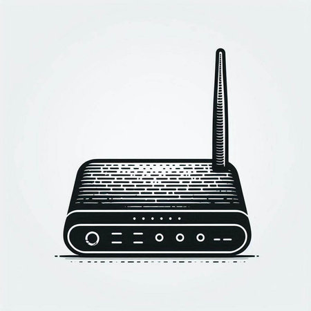 Wireless router. Vector icon in vintage engraving style.