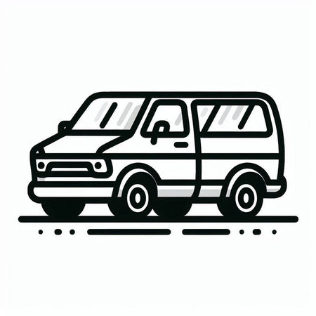 Retro van icon on white background, vector illustration eps10