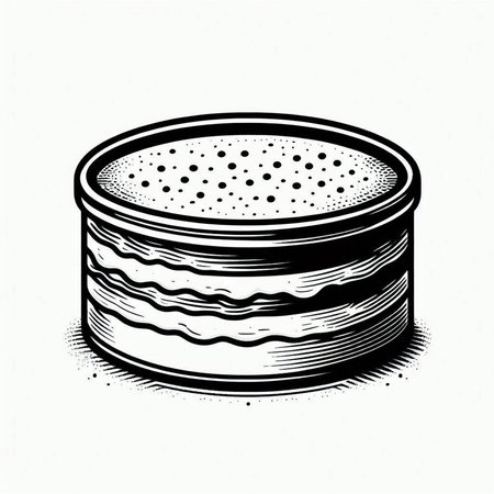 Retro cartoon style drawing of a chocolate cake. Vector illustration.