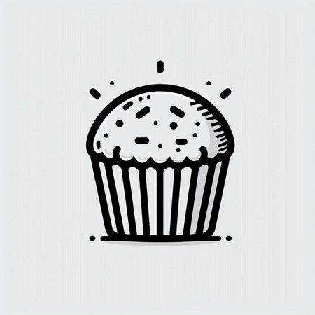 Cupcake doodle icon. Hand drawn vector illustration.