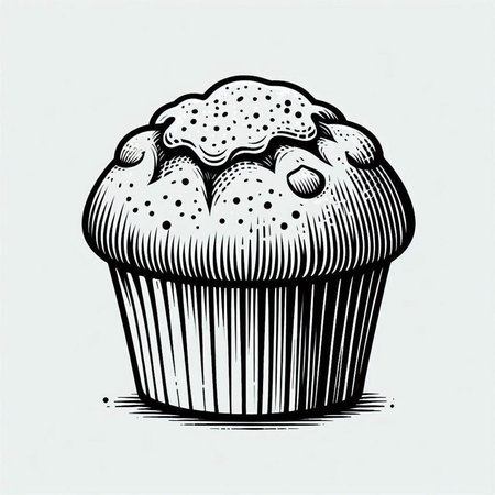 Hand drawn cupcake. Vector illustration of a cupcake. Hand drawn cupcake.の写真素材
