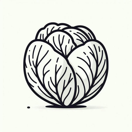 Cabbage doodle hand drawn vector illustration. Cabbage sketch.の写真素材