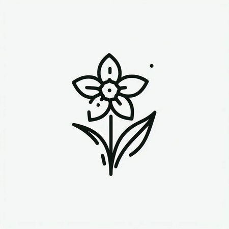 Daffodil flower. Hand drawn doodle vector illustration.の写真素材