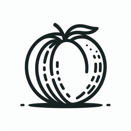 Peach fruit icon. Hand drawn doodle illustration. Vectorの写真素材