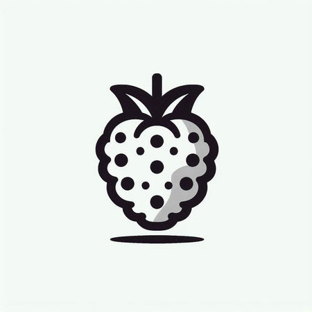 strawberry icon, vector illustration, flat design, black and white