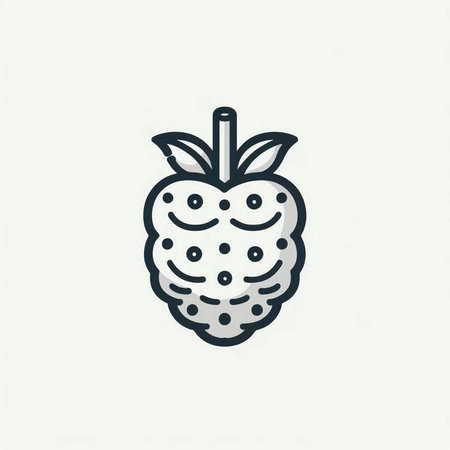 Raspberry icon, vector fruit illustration. Hand drawn berry logo.