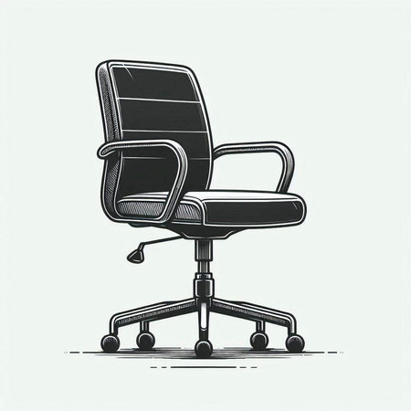 Black office chair isolated on white background. Hand drawn sketch. Vector illustration.の写真素材